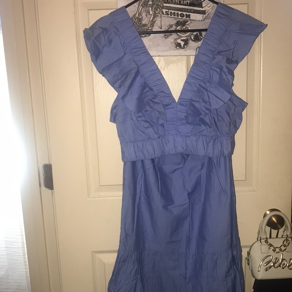 Japna Brand Size Large Blue Ruffled Crop & Long Skirt Set